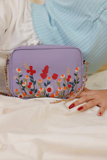 Kashmiri Tulips Sling Bag - Lilac